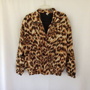 Vintage FUDA International Silk cheetah Zip up Jacket